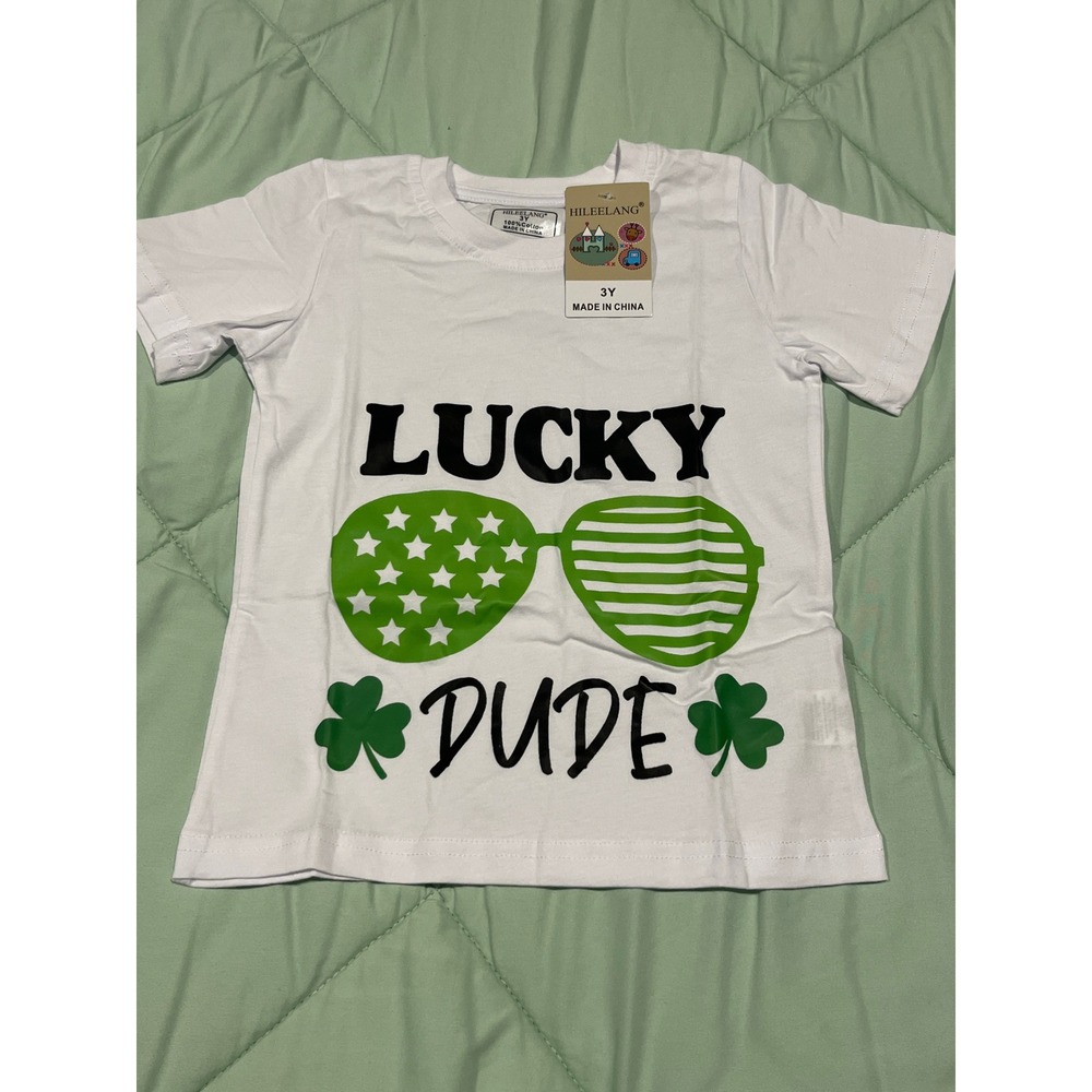 "Lucky Dude" St. Patrick's Day Graphic T-Shirt Toddler Size 3Y